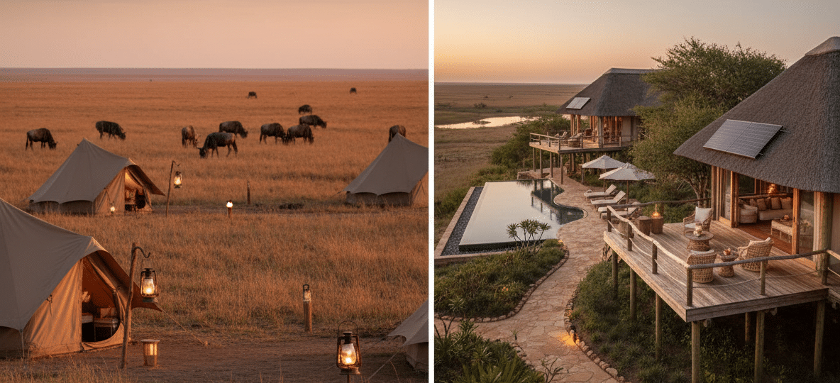 mobile camp vs permanent lodge safari