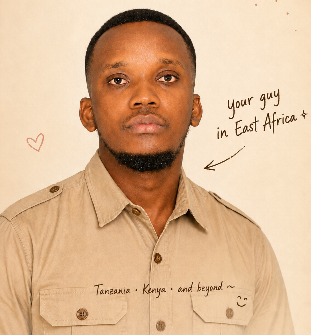 Ryder Sirikwa, founder of RYDER Signature, on safari in Tanzania